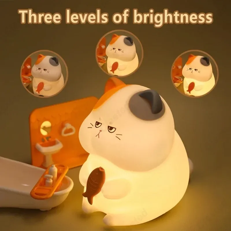 

Креативный светодиодный светильник Greedy Cat с USB перезаряжаемым мягким светом, сенсорный светильник с изменением цвета, украшение для детской комнаты, светильник для спальни