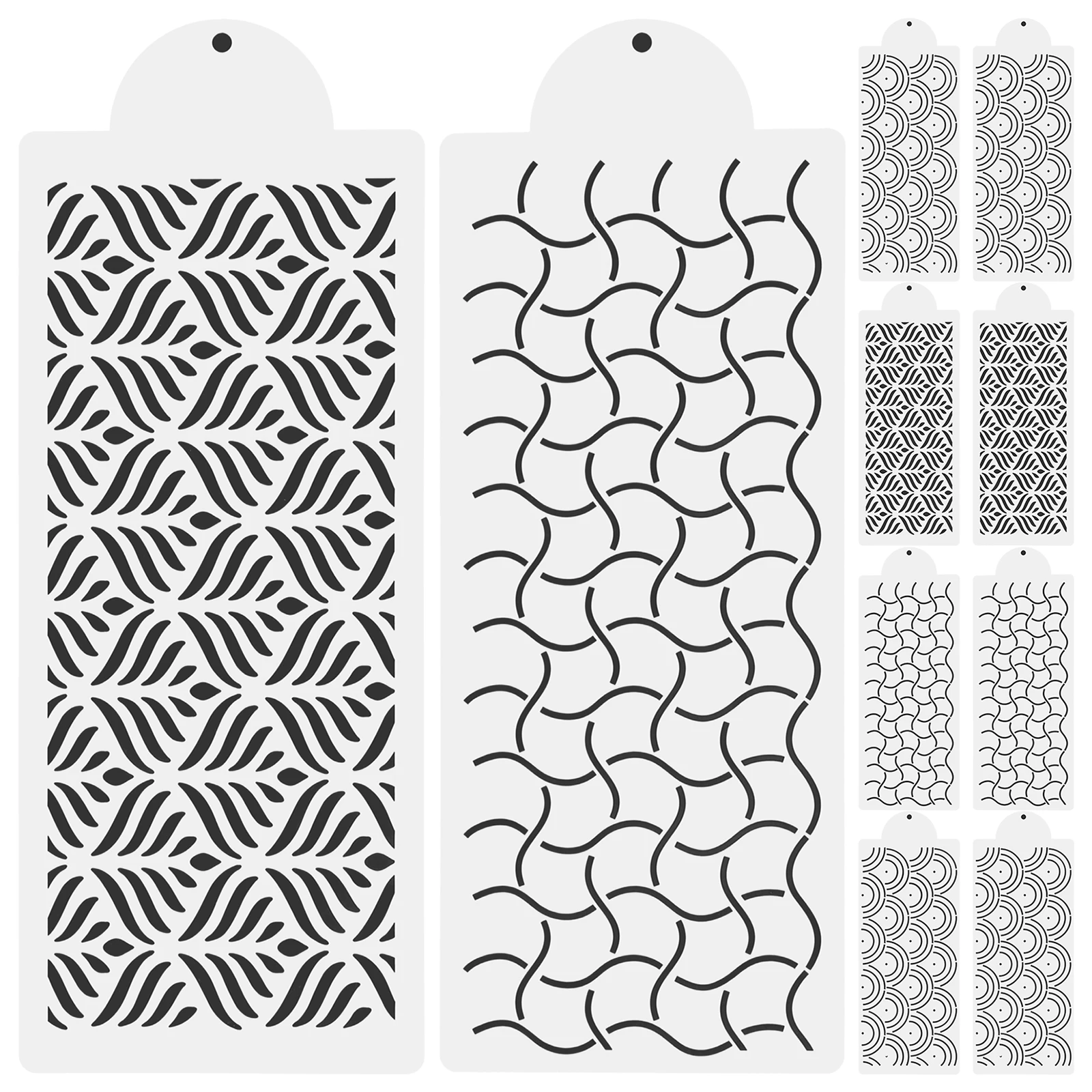 

12pcs Baking Dessert Stencils Decoration Templates Stencils For Cake 6 7 9 Sizes Fondant Tools Cake Printing Supplies