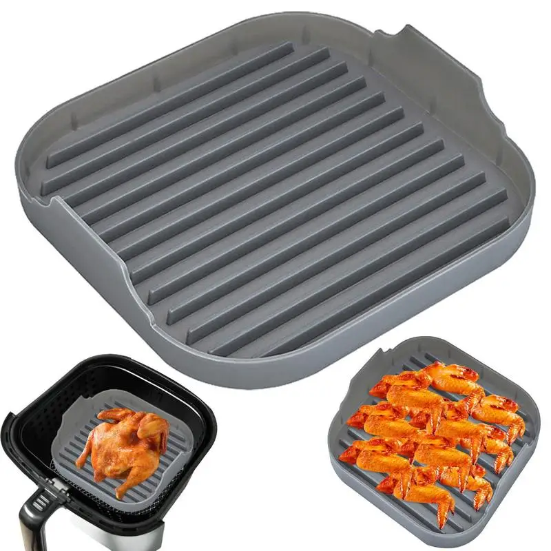 Square Airfryer Silicone Oven Baking Tray Fried Chicken Basket Mat Heat Resistant Reusable Replacement Grill Pan Accessories