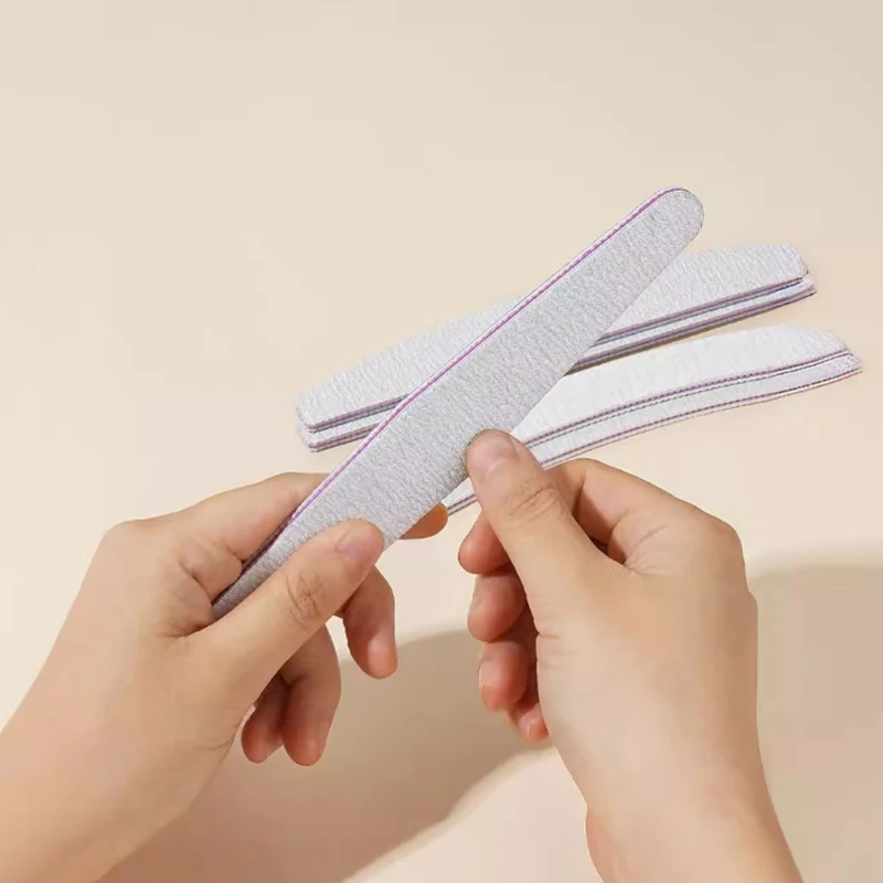 5Pcs Washable Nail File Purple Core Gray Sand Double Sided Polishing Tools Professional Sandpaper Nail Carentry Salon