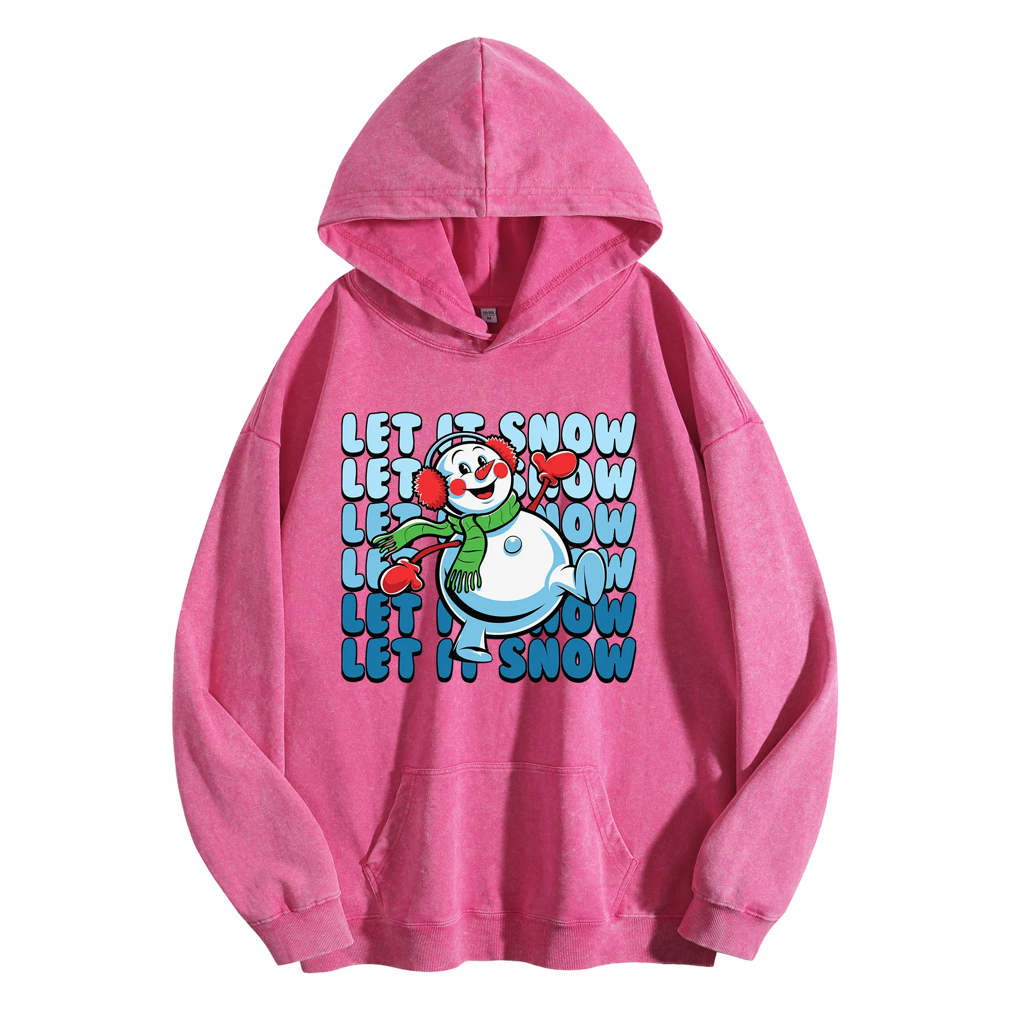Let IT SNOW جرافيك طباعة 400G خمر غسلها هوديي للجنسين المتضخم الشارع الشهير البلوز مجموعة الخريف/الشتاء