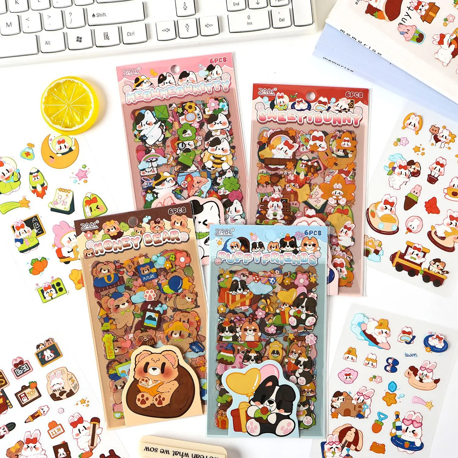 

24pcs PET flat stickers cute pet daily series cute materials DIY decoration landscape cutting film stickers