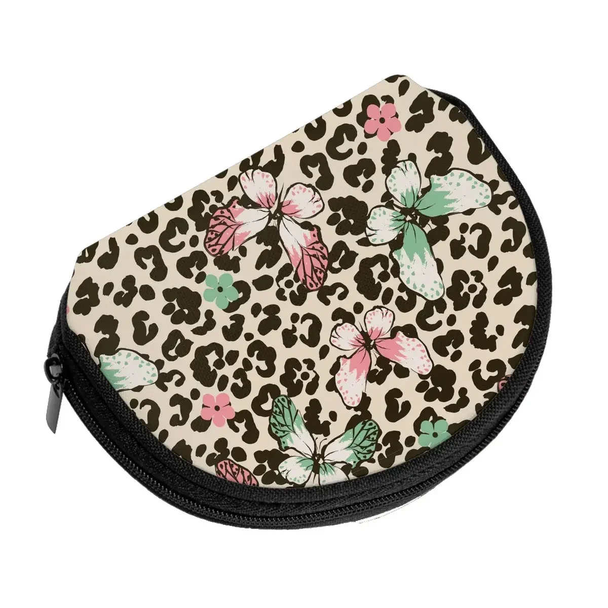 Monedero con estampado de mariposa y leopardo para mujer, bolsa plateada portátil para compras, Mini tarjeta de crédito de viaje, regalo de identificación