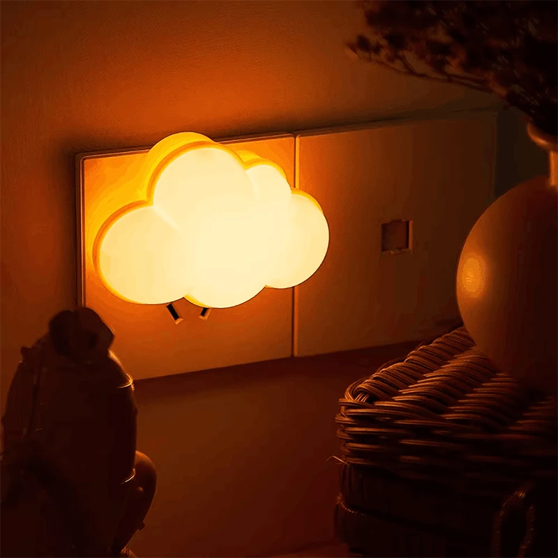 LED Smart Motion Sensor Night Lights  Plug In Auto On/Off Cloud for Kids Bedroom Stair Hallway Study Bedhead Night Lamps