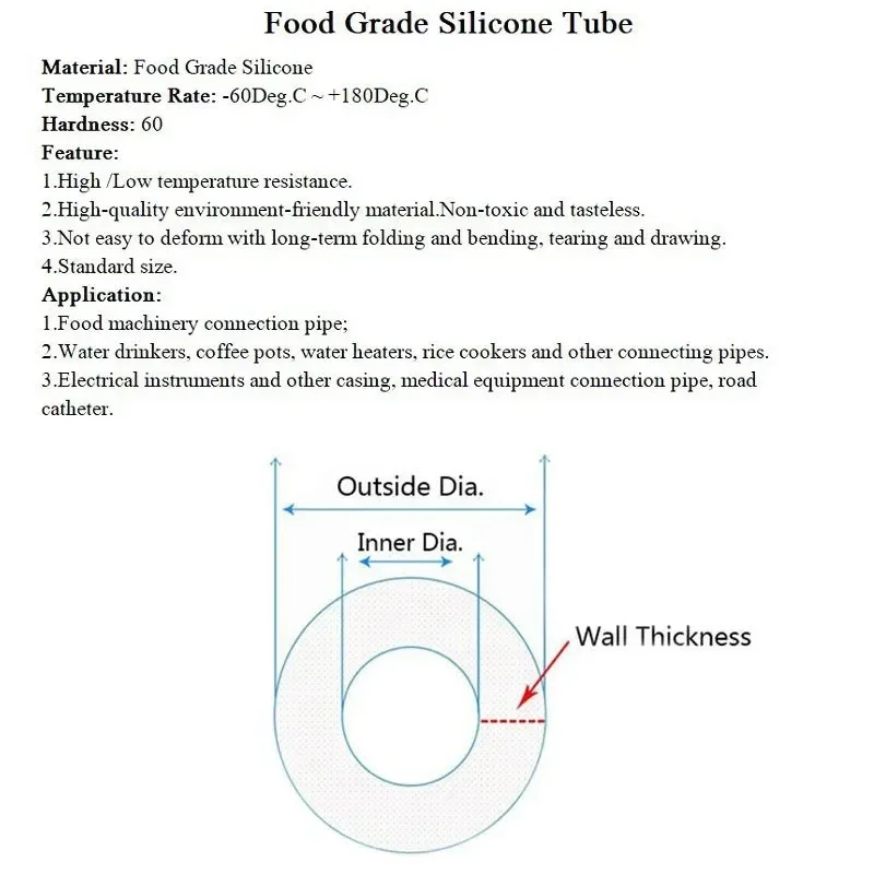 Tubo de goma de silicona transparente de grado alimenticio, manguera Flexible de aire y agua no tóxica para jardín y Acuario, ID 0,5 ~ 14mm, O.D,