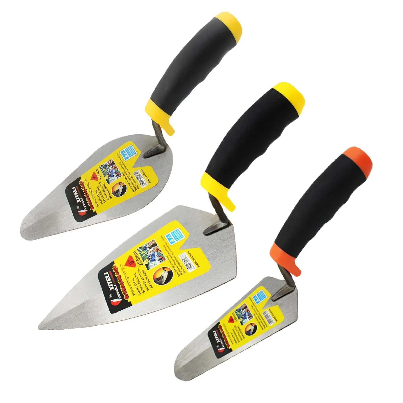 6-9 Inch Professional Carbon Steel Plaster Trowel Concrete Vibration Trowel Scraper Pointed Brick Trowel Bricklayer Tools