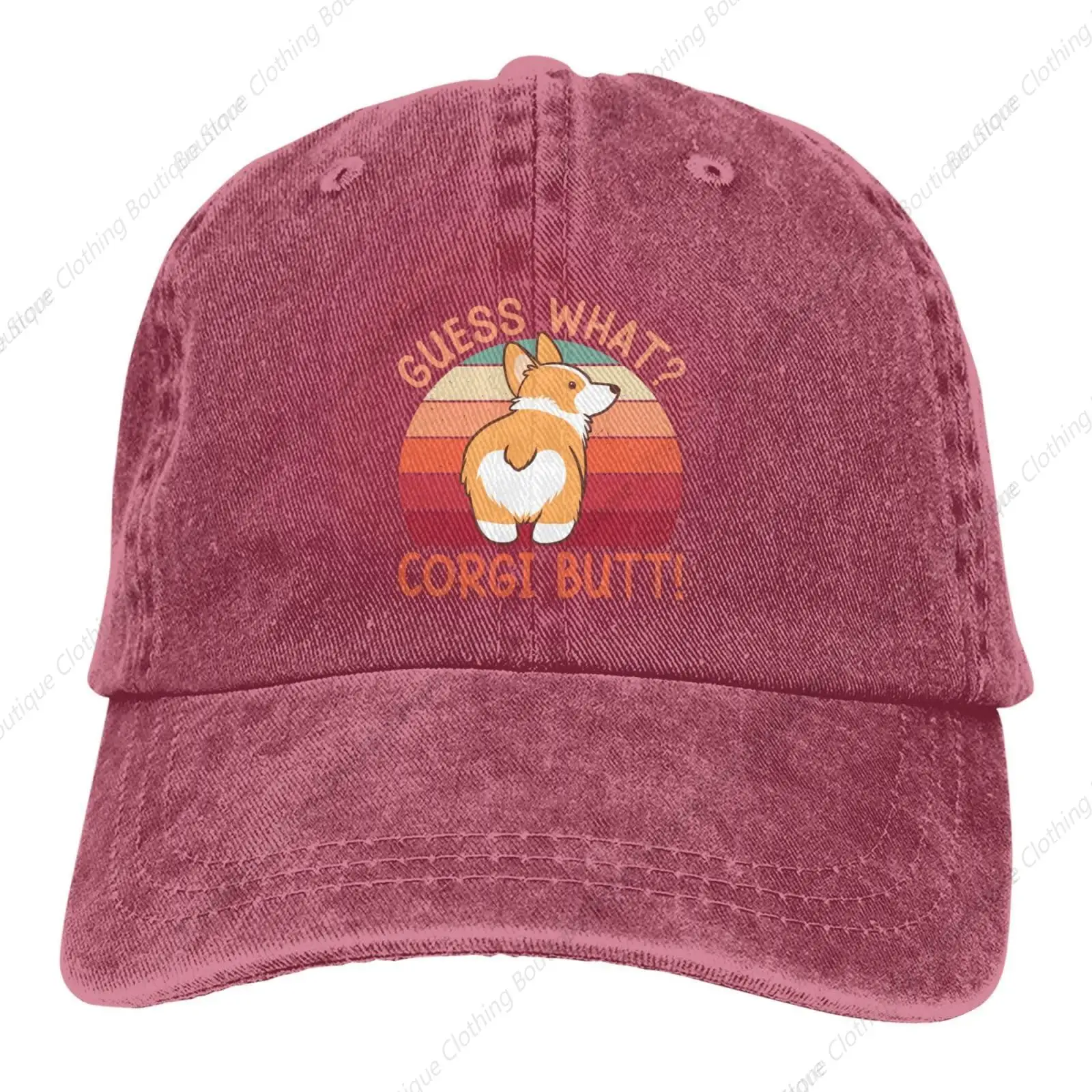 

Guess What Corgi Butt Baseball Cap for Men Women Hats Adjustable Denim Hat Dad Hat