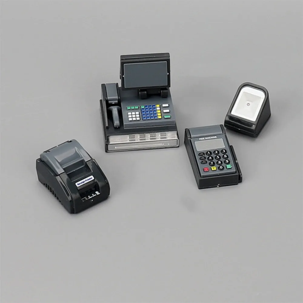 Mini casa de muñecas caja registradora escala 1:6/1:12 caja registradora en miniatura DIY negro gris divertido Mini máquina de tarjetas de tienda de supermercado