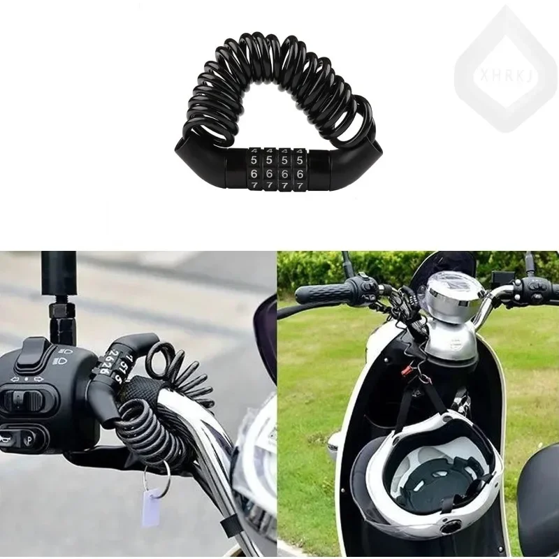Drahtseil-Diebstahlschutz, Langlebige Kabelkette mit 4-stelligem Passwort, Motorrad- und Fahrradhelm-Schloss, Tragbare Sicherheit – Detail 6