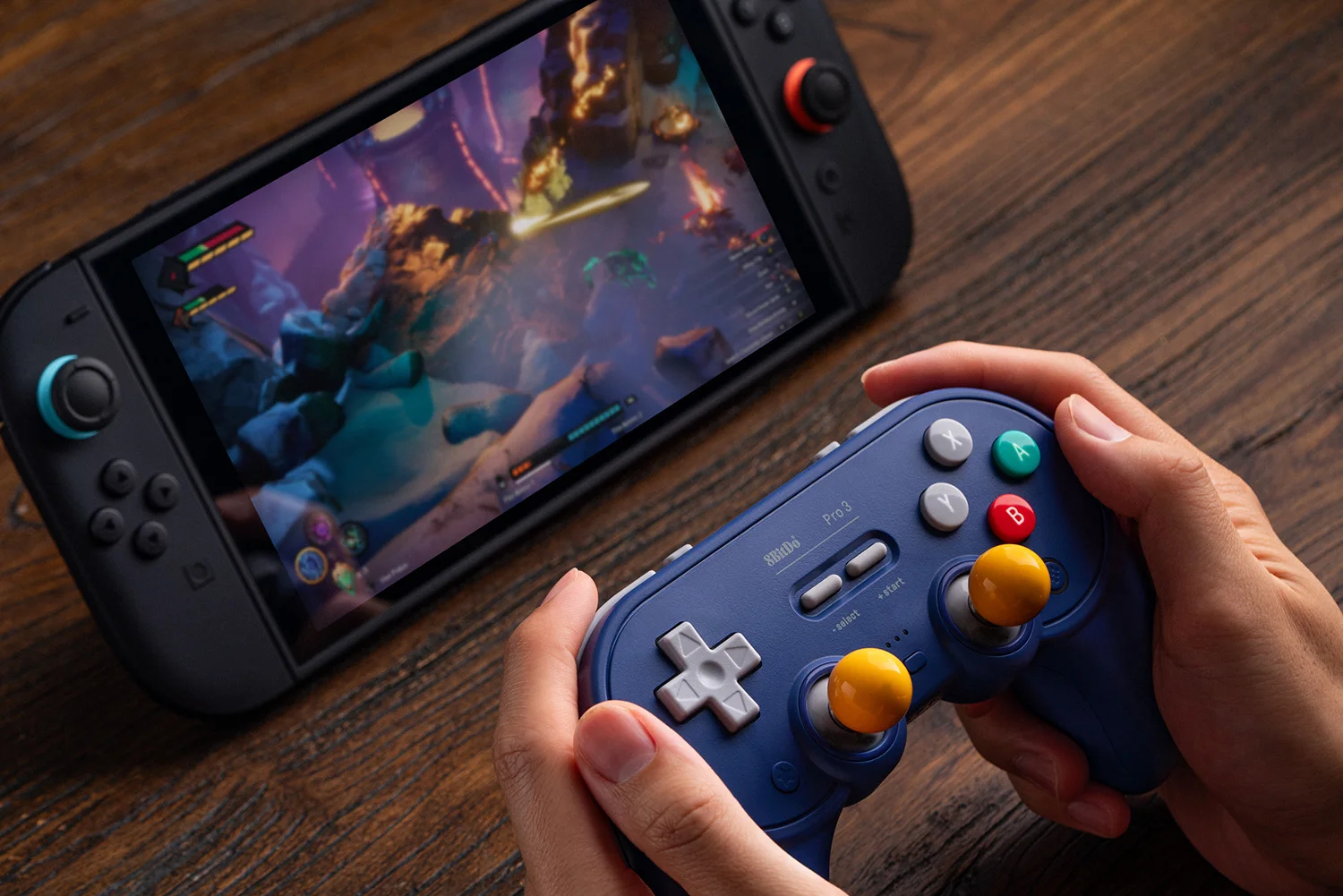 8BitDo Pro 3 وحدة تحكم ألعاب لاسلكية بلوتوث للتبديل 1/2، ويندوز، أبل، مع زر عصا التحكم TMR القابل للتبديل
