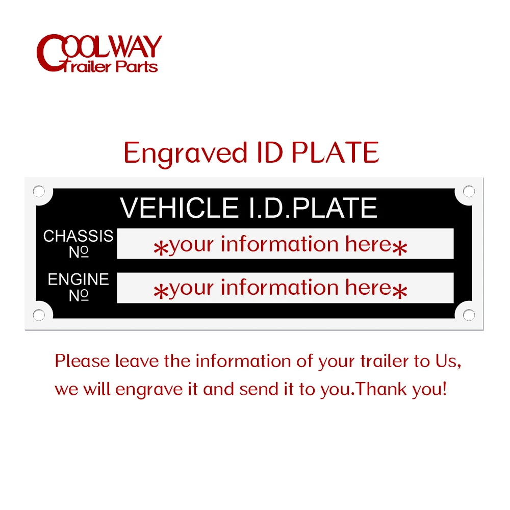 Blank or Engraved Aluminum Trailer Vehicle ID Tag Plant Chassis Plates Car Motorbike Caravan RV Parts Camper Accessories