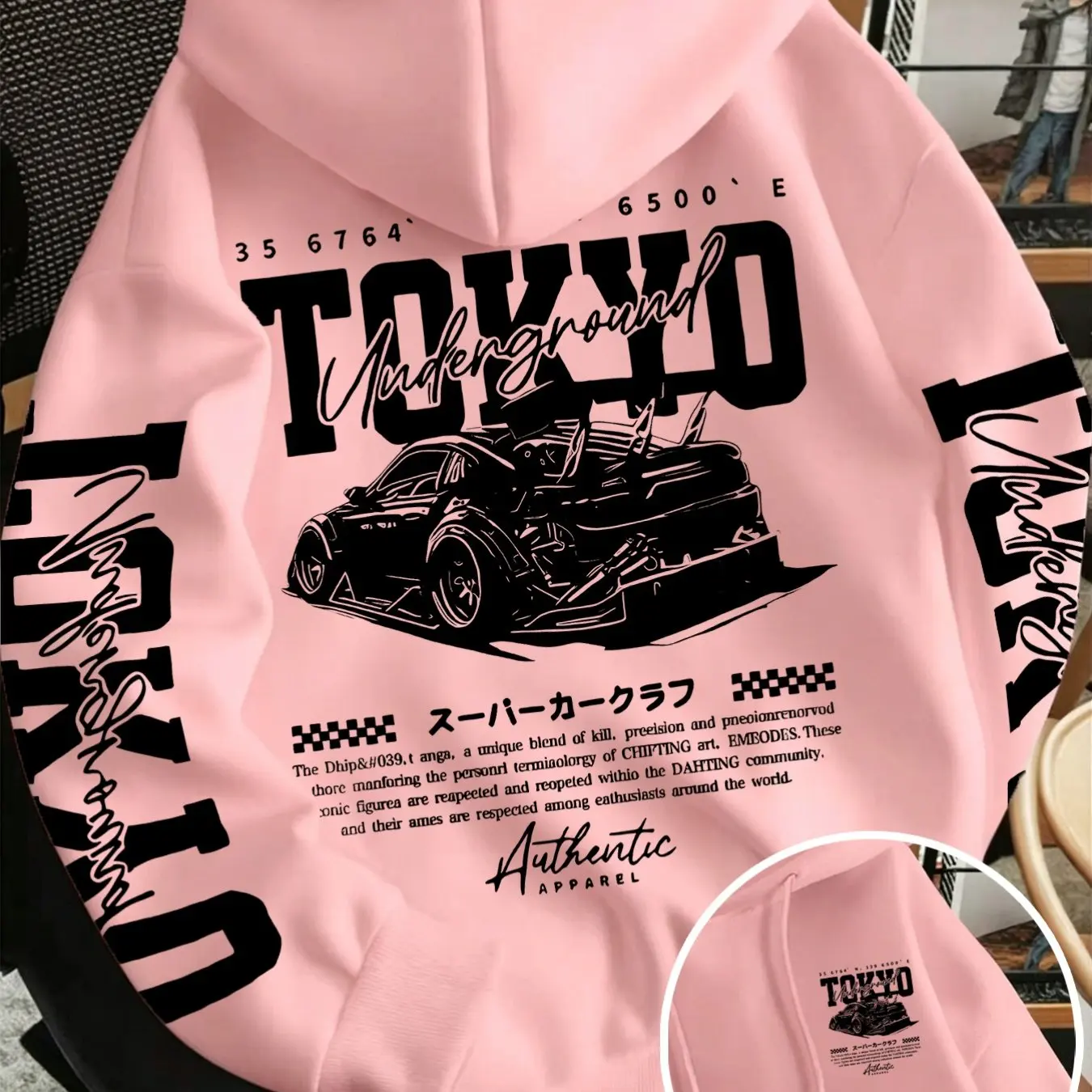 Herren JDM Racing Car Hoodie Tokyo Underground Japanische Streetwear Doppelseitiger Rücken- und Ärmeldruck Oversized Pullover Sweatshirt – Detail 7