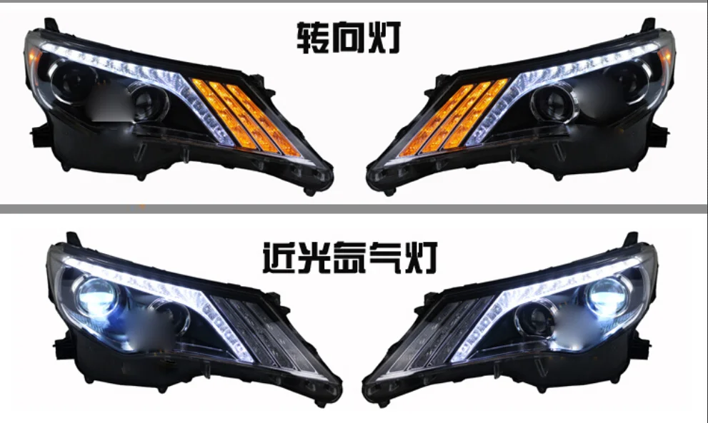 2pcs Bumper lamp For head lamp RAV4 headlights 2013 2014 2015Year RAV4 DRL LED light hid bi xenon lens projector RAV 4