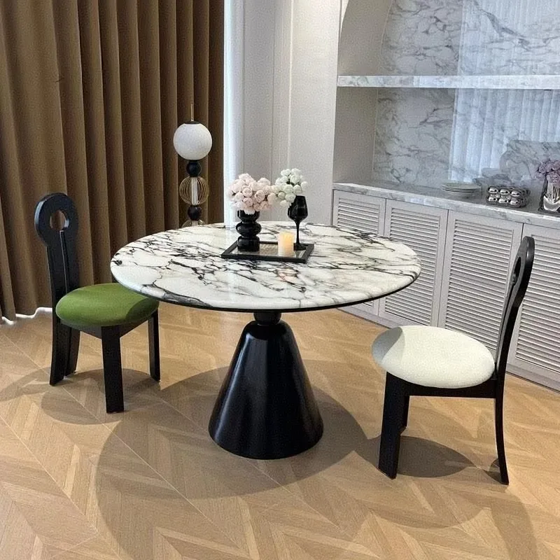 Luxury Modern Designer Dinning Room Furniture Set Modern Round Table High End Marble Table Top Creative For Apartment Home