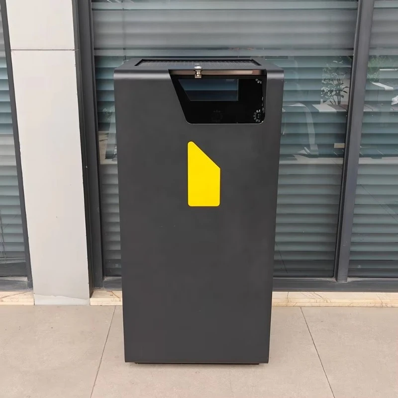 Outdoor Trash Bins and Trash Containers - Environmentally Friendly Galvanized Steel Large Size Public Areas