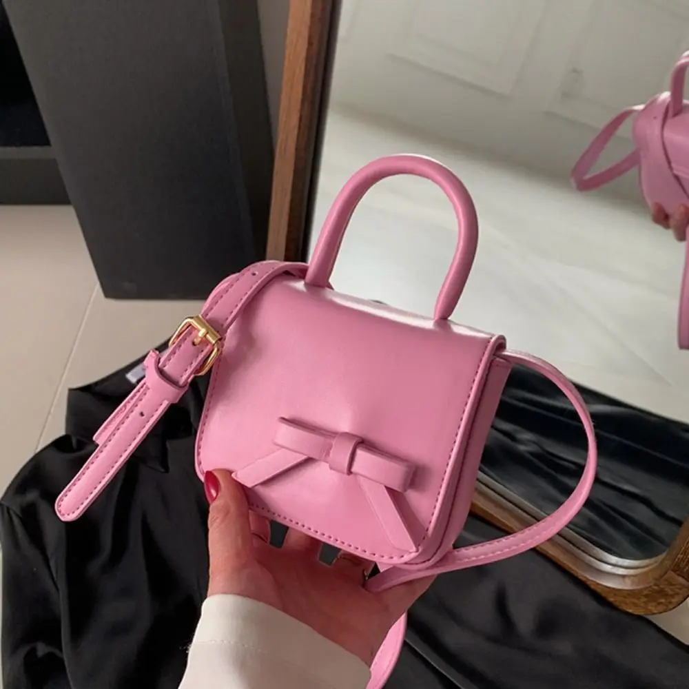 

Flap Bowknot Shoulder Bag Ins Solid Color Mini Wrist Bag Leather Crossbody Bag Storage Bag All-match Small Message Bag Shopping