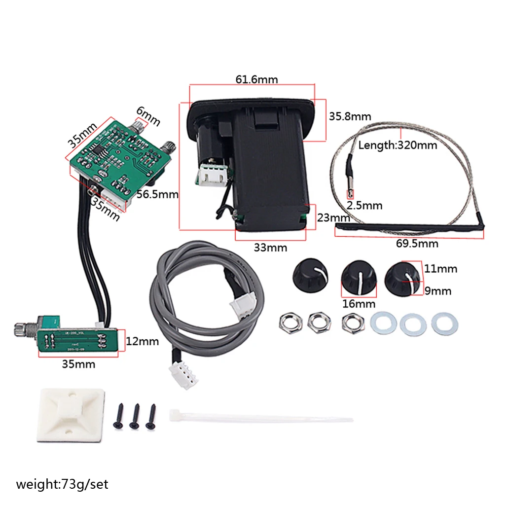 Sistema de preamplificador de pastilla piezoeléctrica de plata activa EQ de 3 bandas para pastillas de guitarra acústica 814, alta calidad