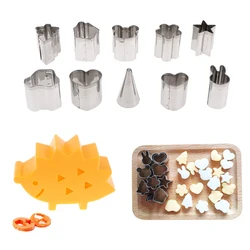 10pcs/set Cute Fruit Cutter Mould Hedgehog Box Mini Stainless Steel Mould Cookie Cutter Biscuit Ham Cookie Kitchen Tools