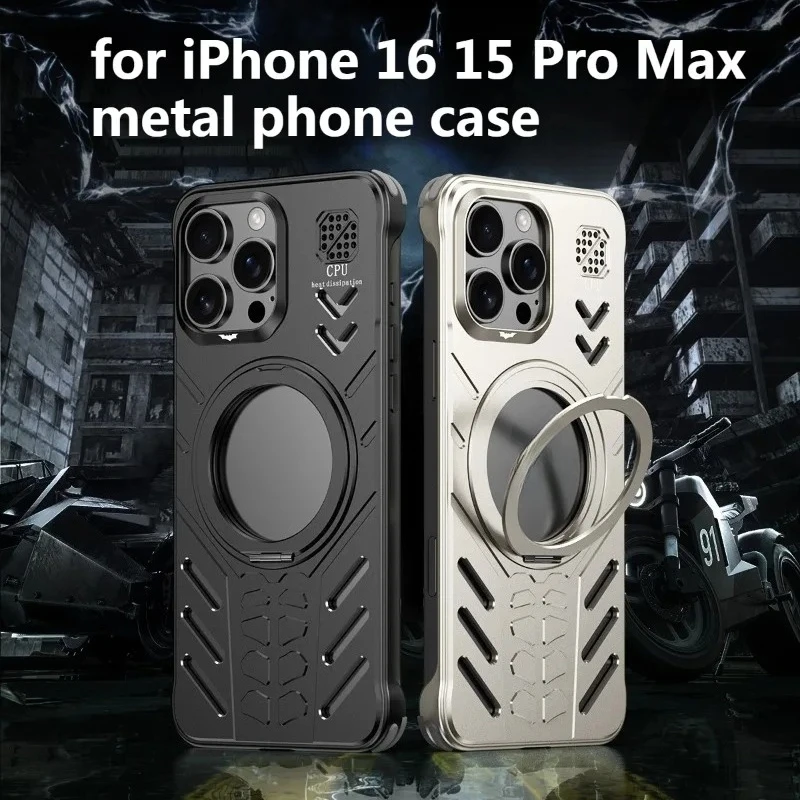 

New Creative Anti-fall Scratch-resistant and Alloy Arrival Simple Phone Case with Bracket Protective Case for Apple16 15 ProMax