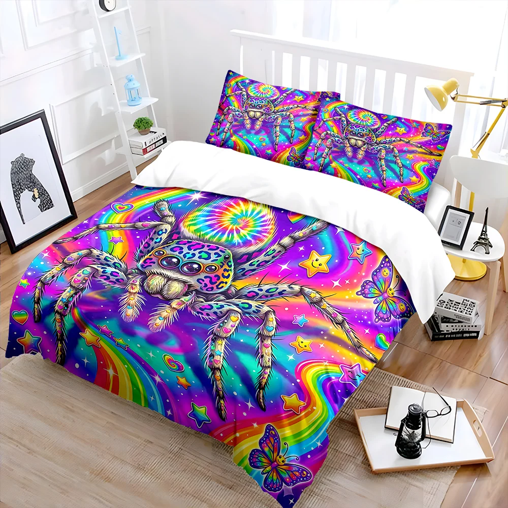 Dreamy psychedelic spiders butterflies Bedding Set for Kids Luxury Gift 3pcs Digital Print Comforter Set Soft Comfortable