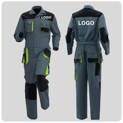 Men'S Workshop Work Suit Multi pocket Coveralls Print logo Electrician Welder Maintenance Construction Worker Painter Jacket