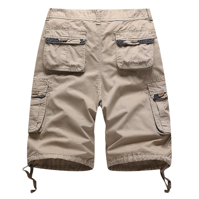 Pantalones cortos tipo cargo de estilo militar para hombre con múltiples bolsillos, tela de algodón, esenciales para actividades al aire libre de verano