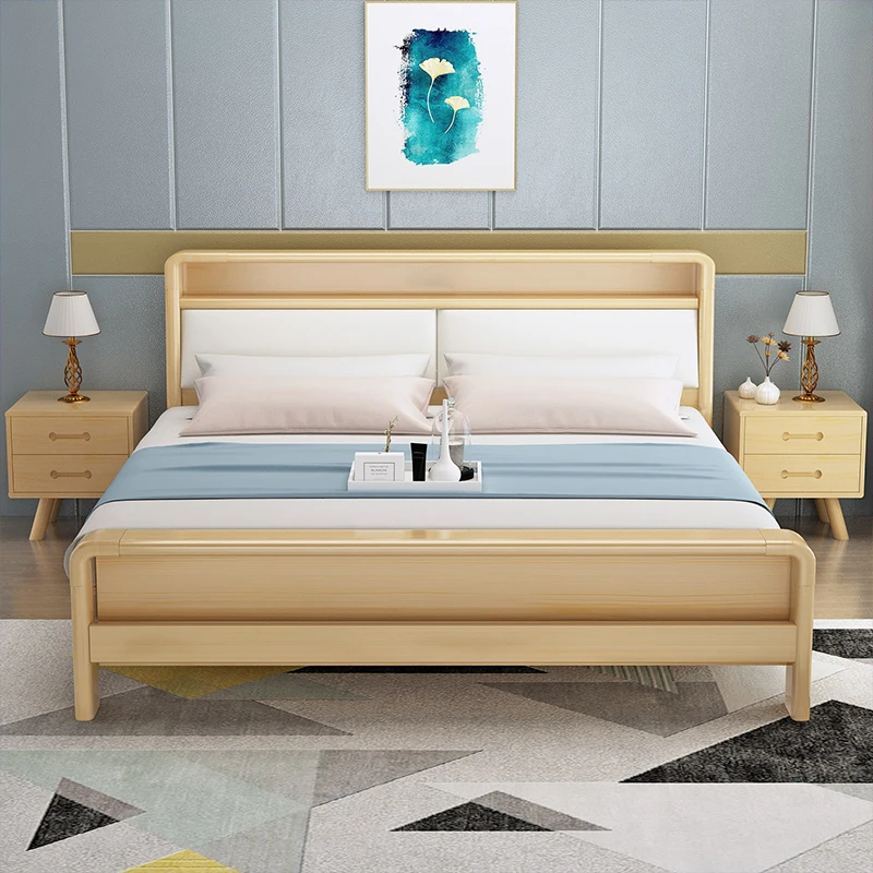 

Apartment Minimalist Bed Aesthetics Confortable Fashionable Design Simple Bed Nordic Luxury Modern Wood Muebles Home Furniture