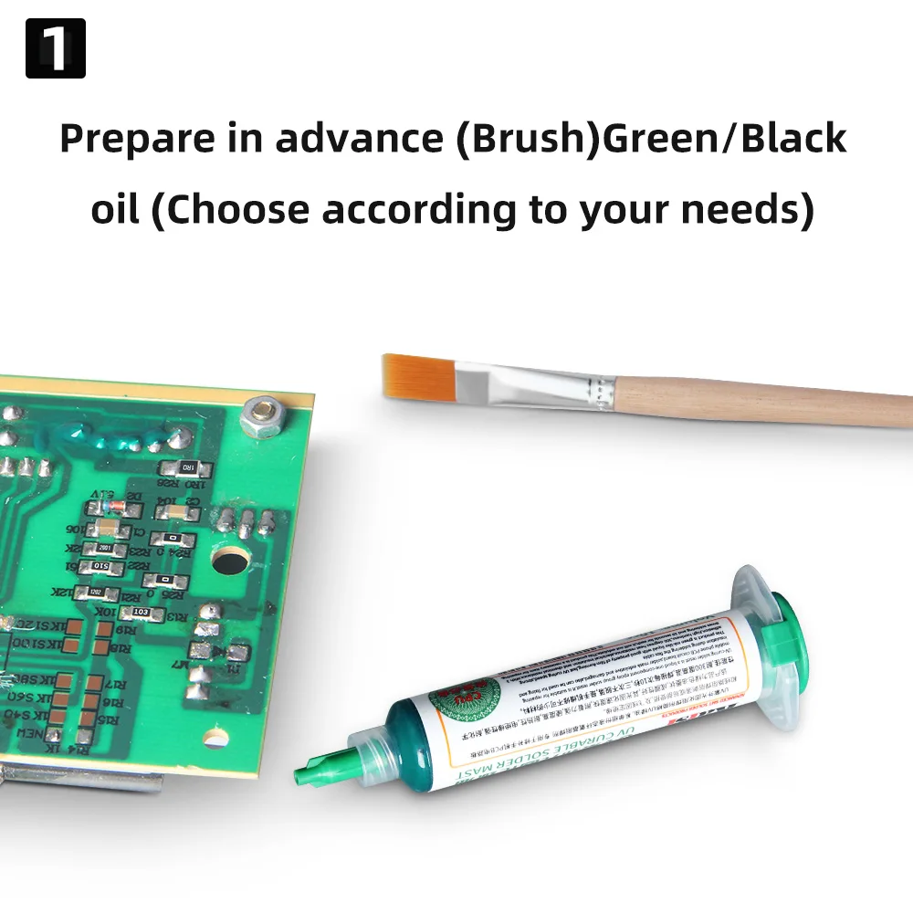 Kaisi 10cc Green/Black UV Curing Solder Mask Ink For BGA PCB Motherboard Paint Curing Insulating Protect Solder Paste Flux Oil