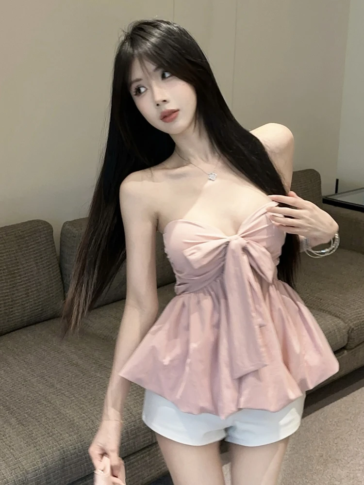 Sweet Pure Desire Knot Multi-Way Wear Ne Hangende riem Trendy Top Casual Veelzijdige orts Tweedelige set