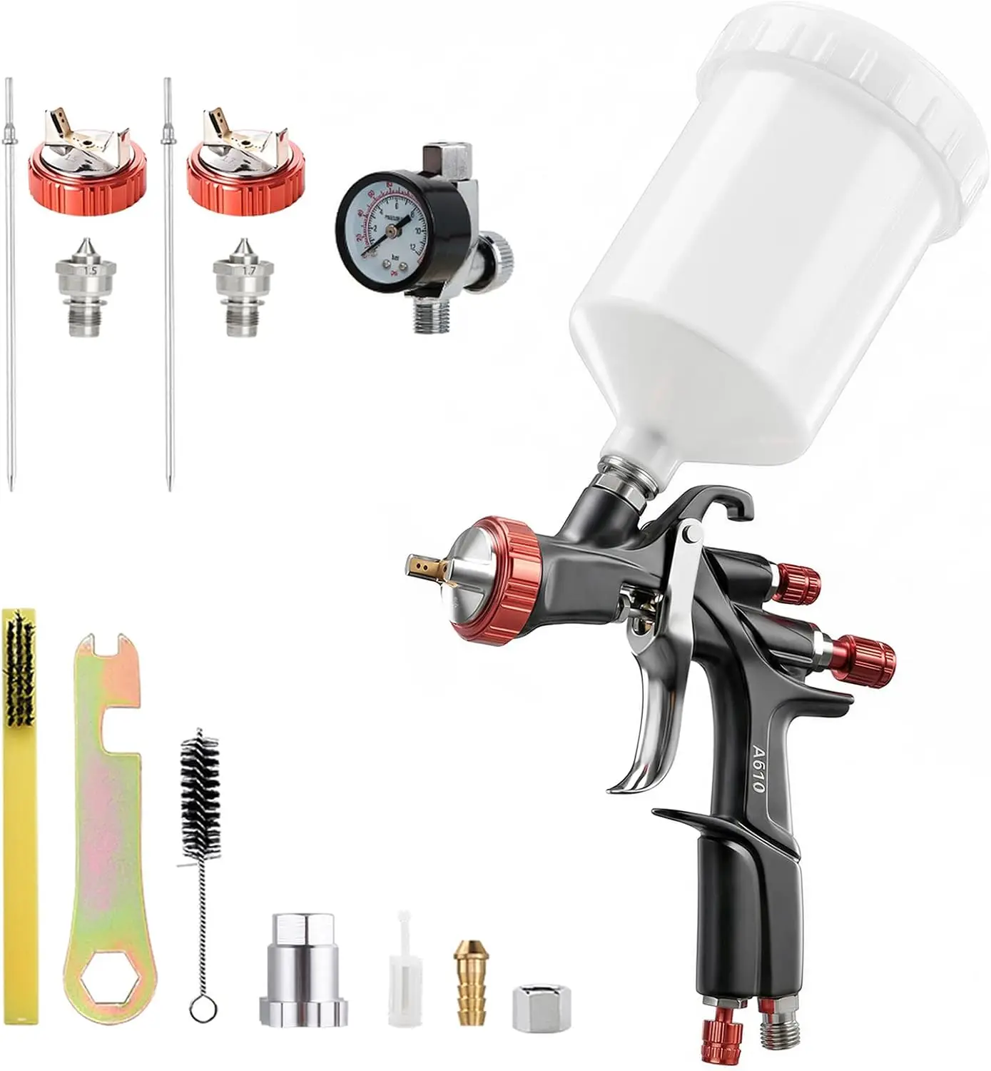 LVLP Air Spray Gun 13 15 17Mm Nozzles Air Regulator Automotive Paint Guns Car Sprayer House Painting Car Furniture Varnish Top C