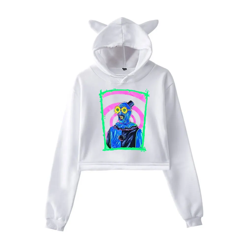 Terrifier Art the Clown Hoodie Vintage 90s Merch Hoodies Sweatshirt for Girls Cat Ear Crop Pullover