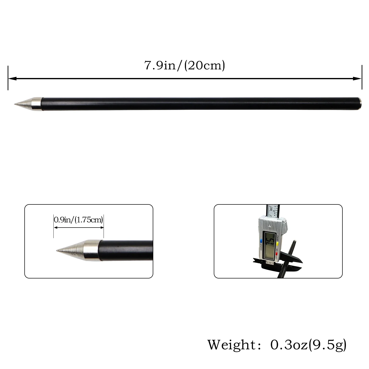Flechas de pesca negra 7.5mm 20cm punta metálica tiro resortera - imagen 4