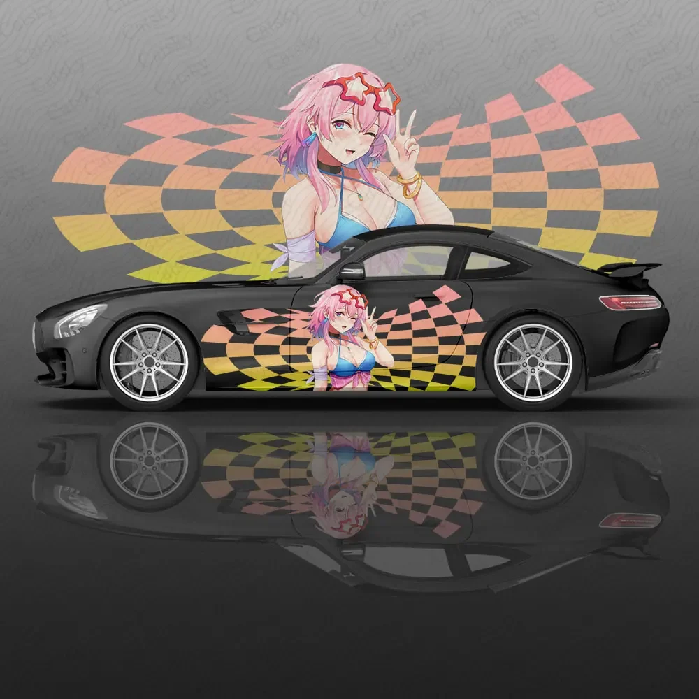 March 7th Anime Girl Car Decal Flower Vinyl Car Stickers SUV Side Graphics Decals, Universal Size, Vehicle Body-Decals