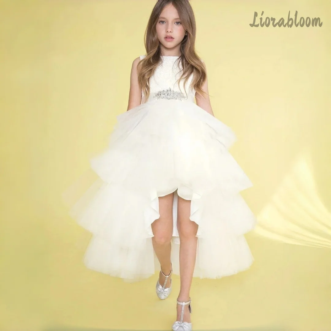 Gaun Asimetris Anak Perempuan Gaun Tulle High-Low Kustom Berbagai Warna Gaun Pengiring Pengantin Pakaian Pesta Pernikahan Gaun свадебное платье