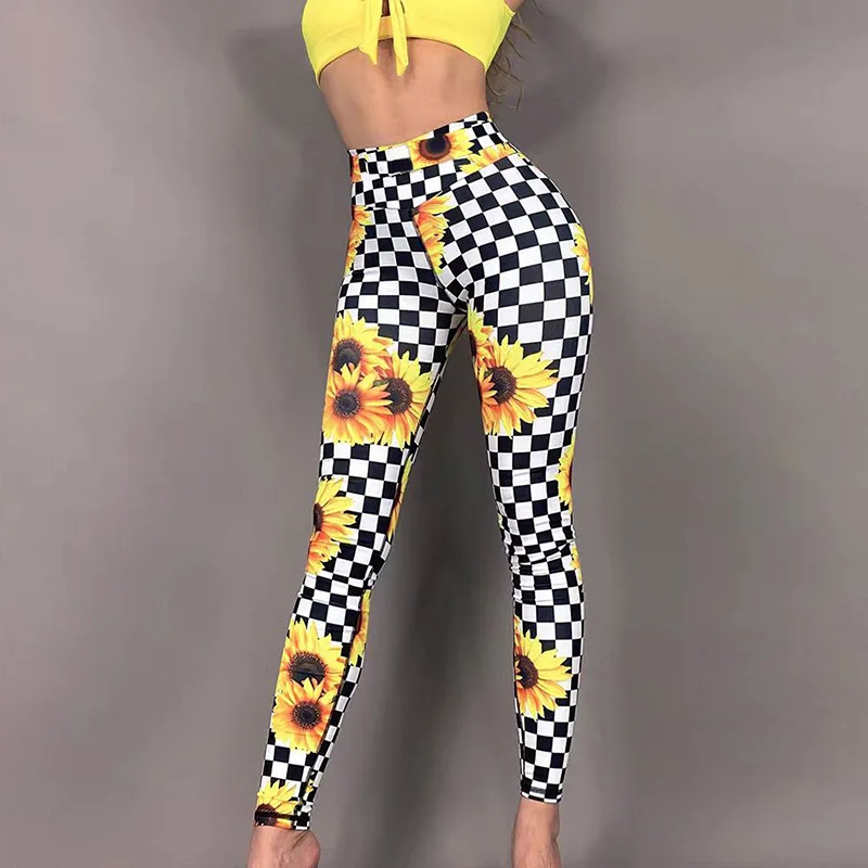 

Брюки для йоги с высокой талией, длинные брюки Fitn Sensation с цветочным принтом, дышащая, очень эластичная женская спортивная одежда Qui Dry