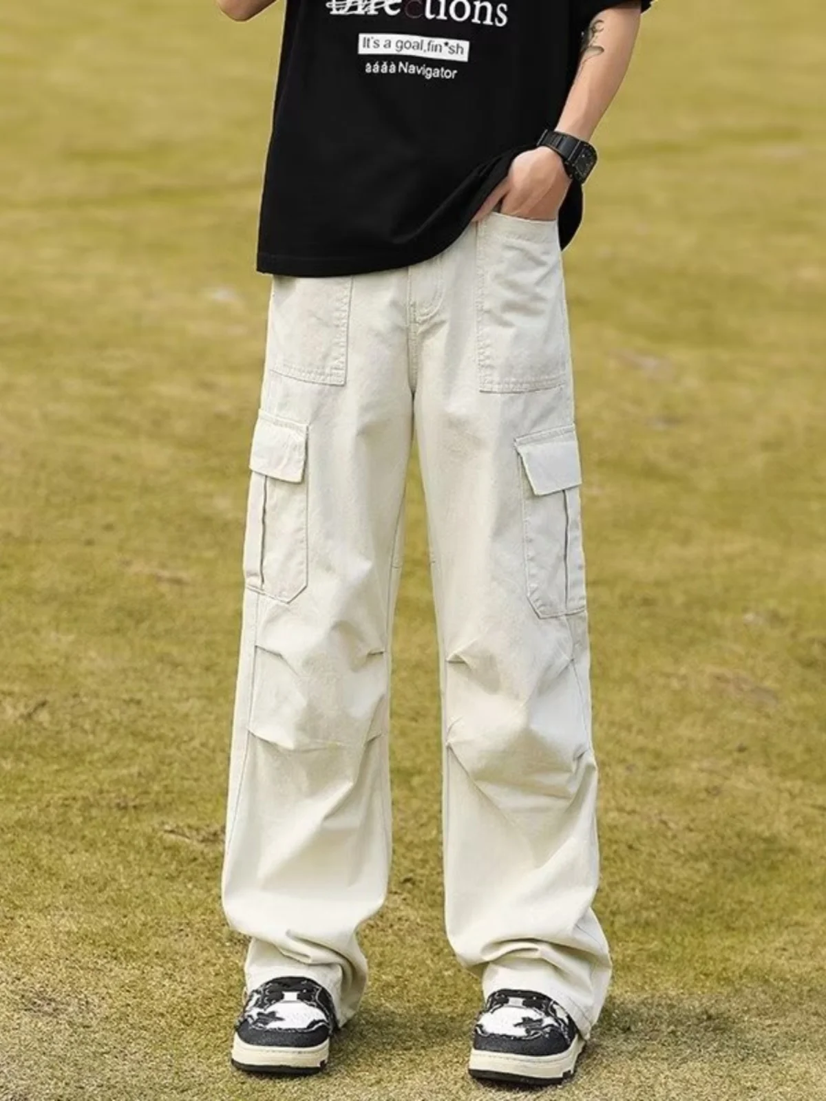 

Японские рабочие брюки Sle Multi-ket для мужчин, осенние, новые, модные, повседневные, прямые, свободные, длинные, для молодежи, на каждый день