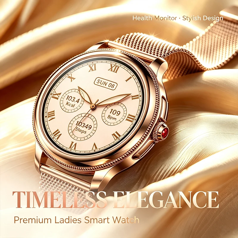2026 New Luxury Women Smart Watch Bluetooth Call Heart Rate Blood Oxygen Female Cycle Reminder IP67 Ladies Smartwatch Gift