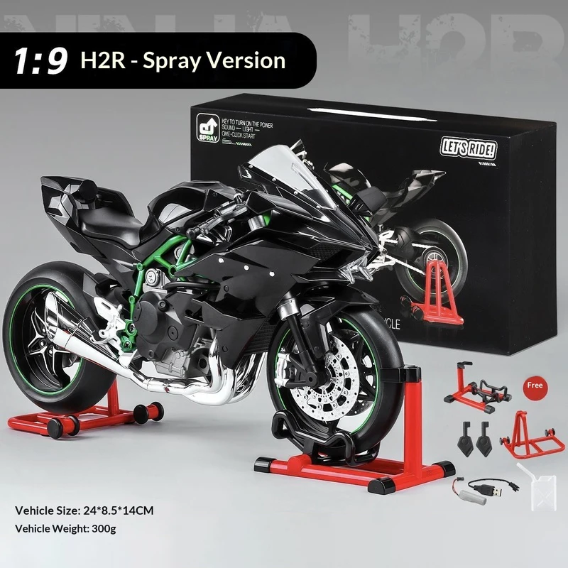 

1:9 Kawasaki Ninja H2R Scale Dynamic Model - Smoke Effect Alloy Motorcycle in Gift Box, Collector‘s Edition Cars