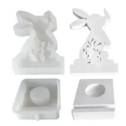 Easter Bunny Molds Silicone Cute 3D Rabbit Butterfly Easter Silicone Molds Candle Molds for Candle Making Non-stick Plaster Clay