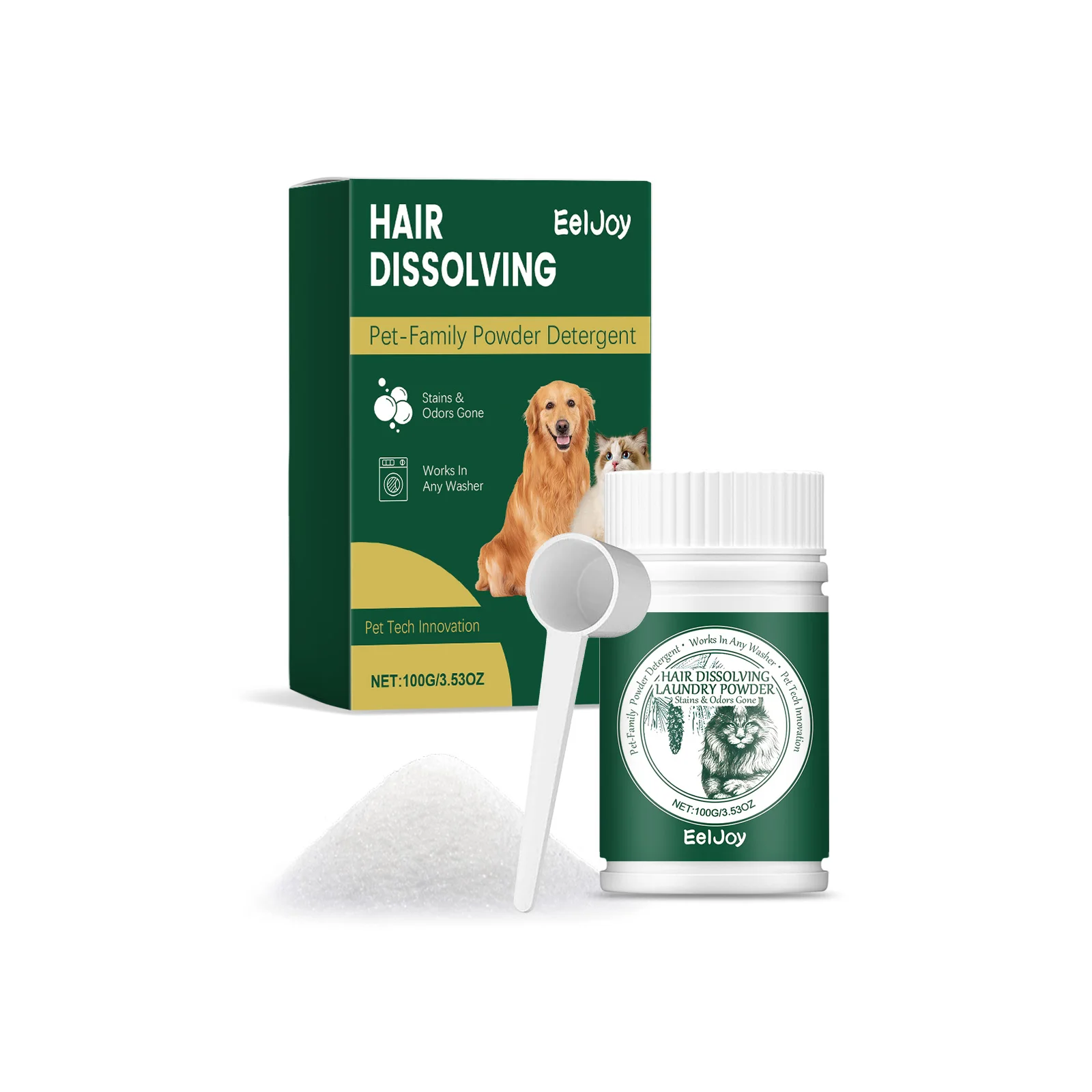Pet Hair Cleaning Powder - Hair-Dissolving Laundry Detergent for Cats and Dogs, Hair Dissolving Cleaner and Stain Remover