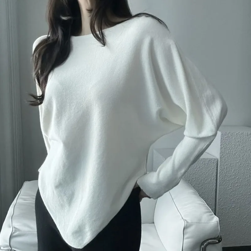 

Chic Autumn Winter Batwing Sleeve Shoulder Bared Knitwear Loose Fit Comfortable Design Unique Style Women's Long Sleeve Sweater