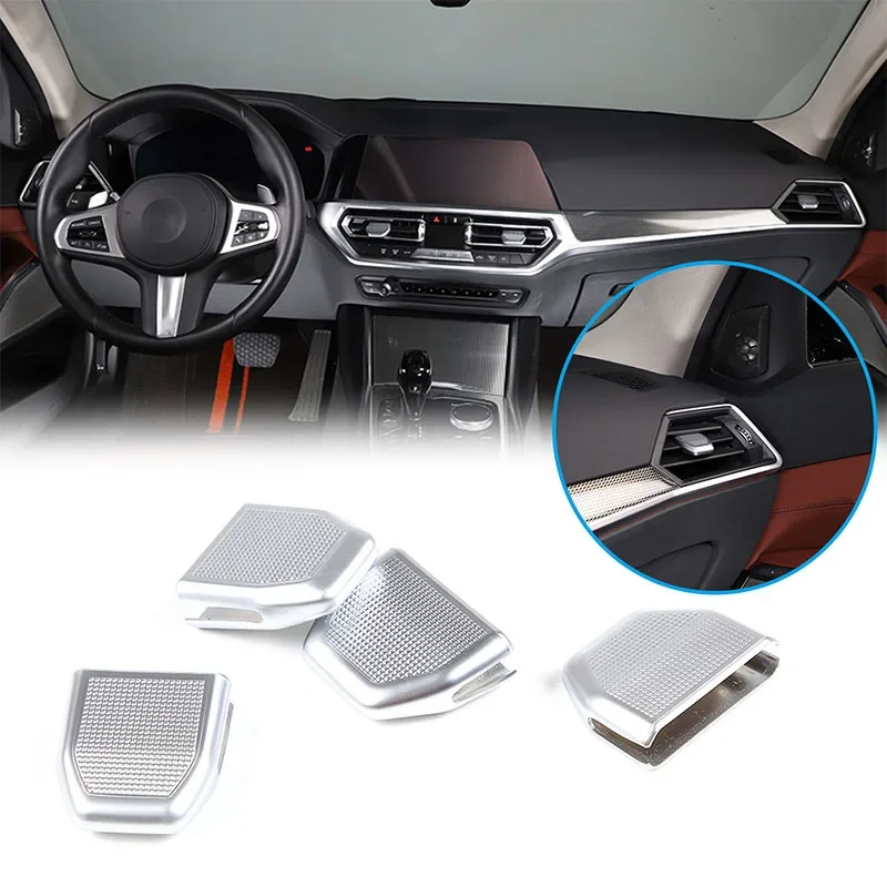 

For BMW 2 3 4 Series F44 G20 F36 2020+ ABS Silver Car Front Row Air Outlet Adjusting Rod Cover Sticker Car Accessories 4Pcs