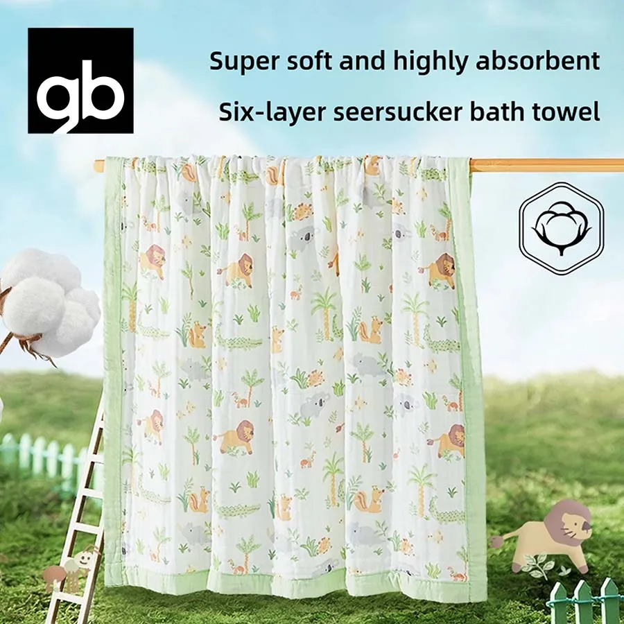 

gb 6-layer gauze covered with 100% cotton bubble gauze bath towel, instantly absorbing water, super soft and skin friendly, larg