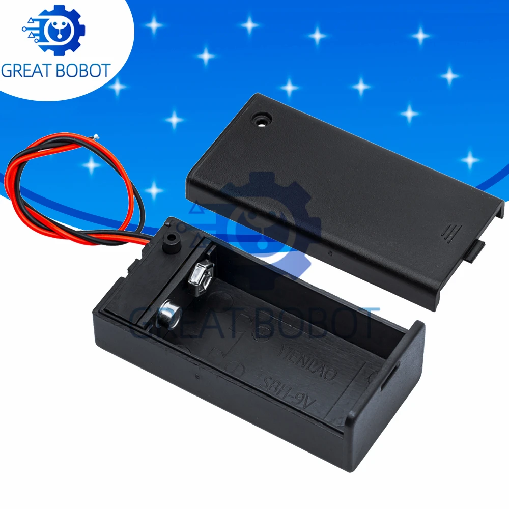 9V ABS Plastic Battery Holder with Power Switch, Pre-wired for DIY Circuit Testing Applications