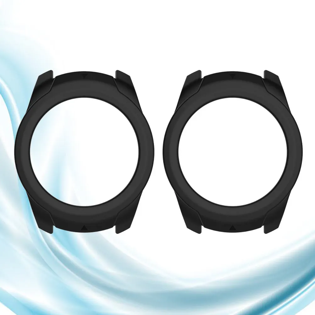2Pcs Pro Protective Cover Silicone Smart Watch Case Full Front Shell Frame Scratch Proof Drop Resistance Black view 4