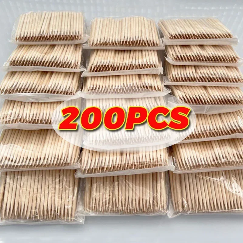 Disposable Wooden Nail Art Cuticle Pusher 200pcs Double Ended Remove Nail Polish Dead Skin Nail Push Pedicure Manicure Tools Set