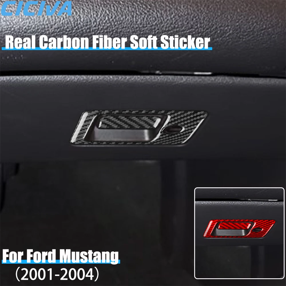 

Real Carbon Fiber Car Accessories Glove Storage Switch Trim Cover Soft Sticker For Ford Mustang 4th Gen 2001 2002 2003 2004