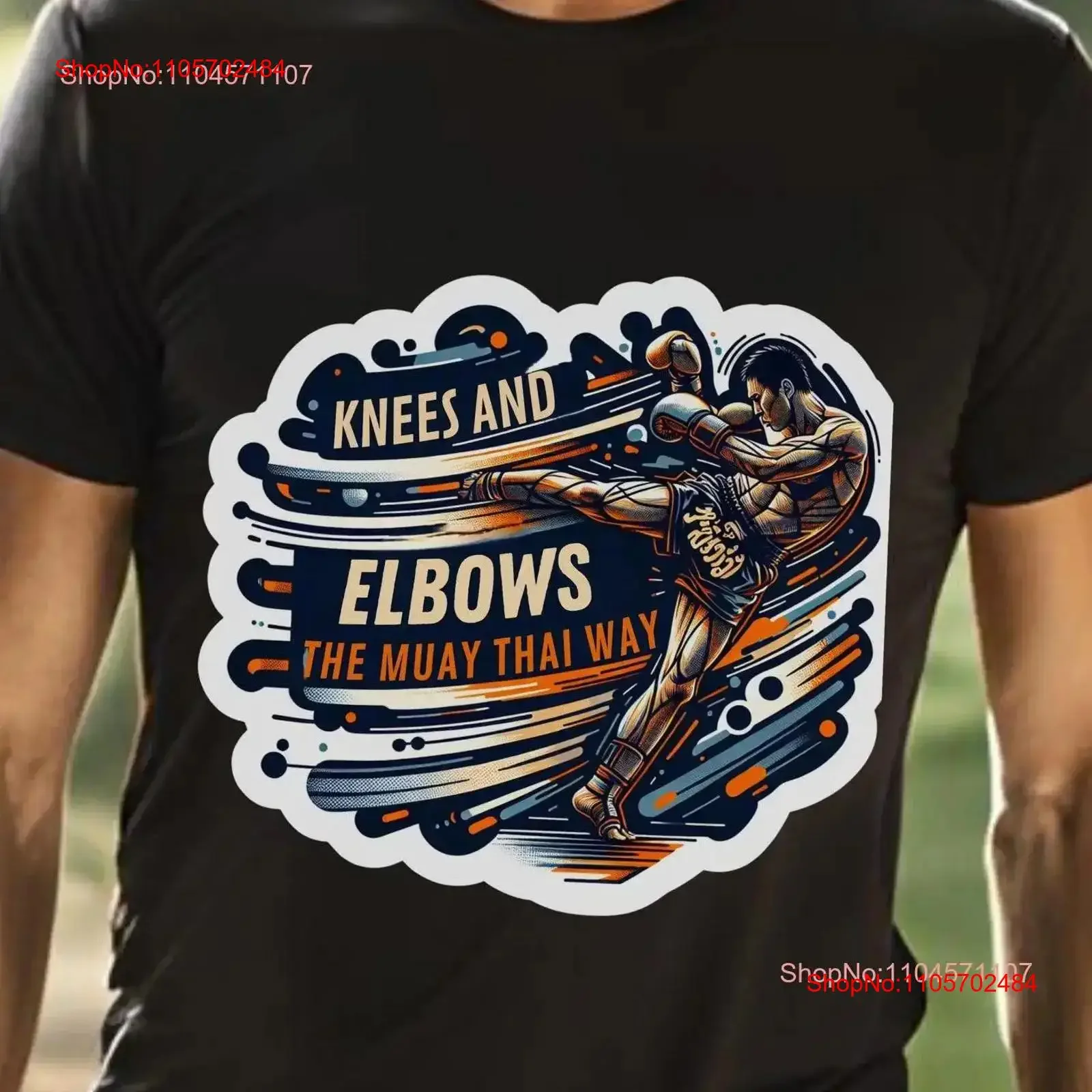 Muay Thai T Shirt Knees and Elbows the Way Sticker Style Fighter Combat Sports Martial Arts AI Generated vintage Washed Casual