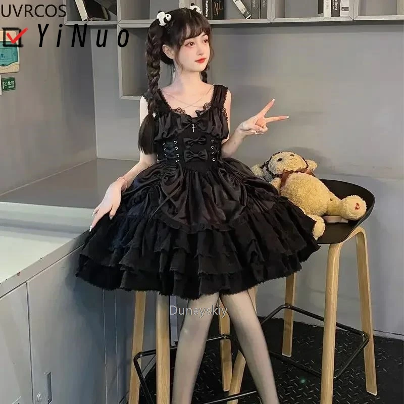 Victorian Gothic Lolita Dress Women Punk Style Sweet Lace Bow Eveing Party Dresses Harajuku Japanese Y2k Cosplay Princess Dress