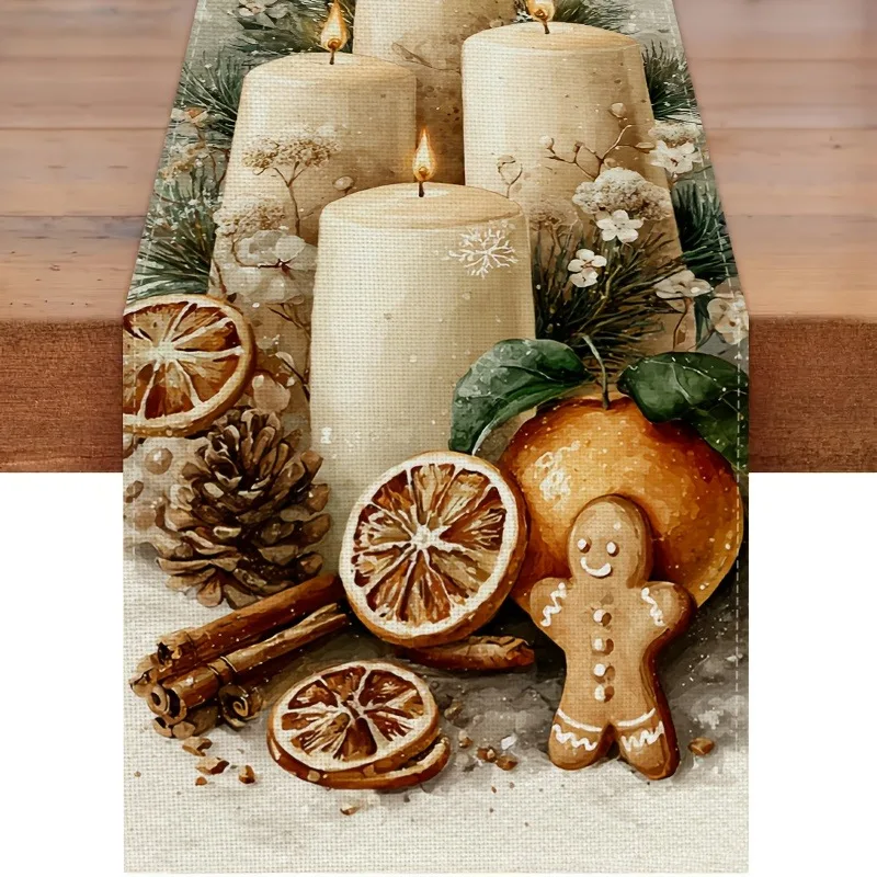 Candles And Gingerbread Man Autumn Table Decoration Holiday Restaurant Decoration Warm Farmhouse Table Decoration